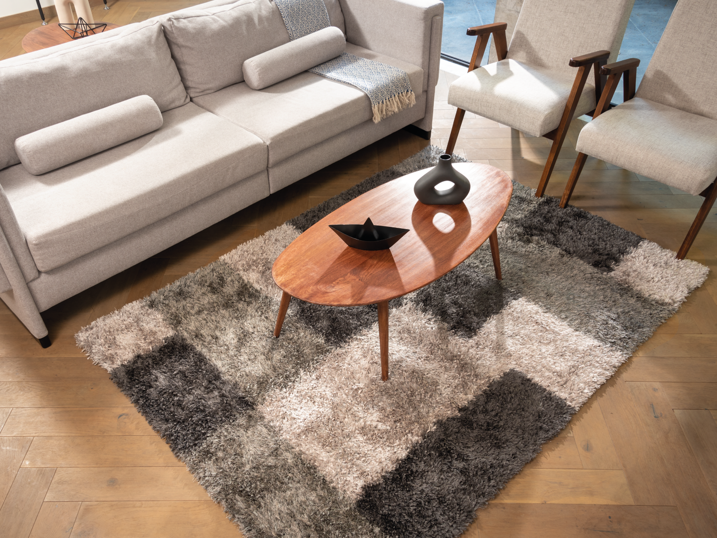 Tapete cuadros grises Missouri 160 cm x 225 cm