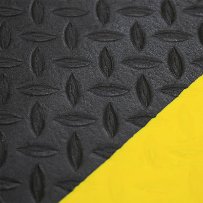 Tapete Antifatiga de Celda Cerrada 9.5mm | Rollo Industrial Negro/Amarillo | Máximo Ahorro de Energía