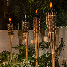 Antorcha de Bambú 150 cm 2 Pack | Decoración Exterior y Jardín con Estilo Tropical