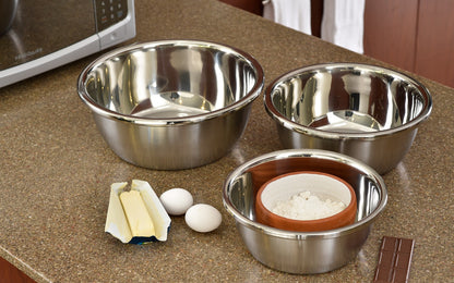 Set de 3 Mixing Bowl de Acero Inoxidable | Tazones Reforzados para Cocina Duraderos y Multiusos