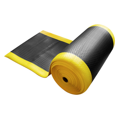 Tapete Antifatiga de Celda Cerrada 9.5mm | Rollo Industrial Negro/Amarillo | Máximo Ahorro de Energía