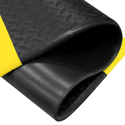 Tapete Antifatiga de Celda Cerrada 9.5mm | Rollo Industrial Negro/Amarillo | Máximo Ahorro de Energía
