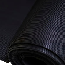 Piso Hule Antiderrapante Mil Rayas | Estriado, Rollo Negro para Rampas y Alto Tráfico