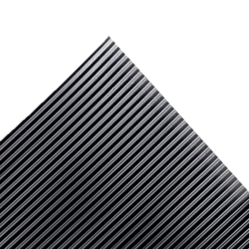 Piso Hule Antiderrapante Mil Rayas | Estriado, Rollo Negro para Rampas y Alto Tráfico