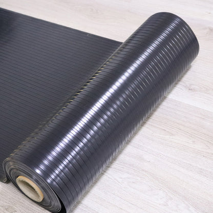 Piso Hule Antiderrapante Mil Rayas | Estriado, Rollo Negro para Rampas y Alto Tráfico