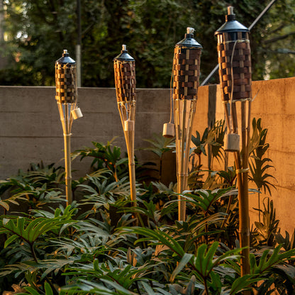 Antorcha de Bambú 150 cm 2 Pack | Decoración Exterior y Jardín con Estilo Tropical