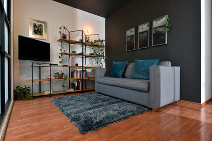 Tapete de sala Covilha azul 120 cm x 170 cm