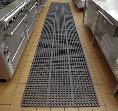 Tapete Antifatiga Modular Classic con Orificios | Hule Drenante y Confort Industrial