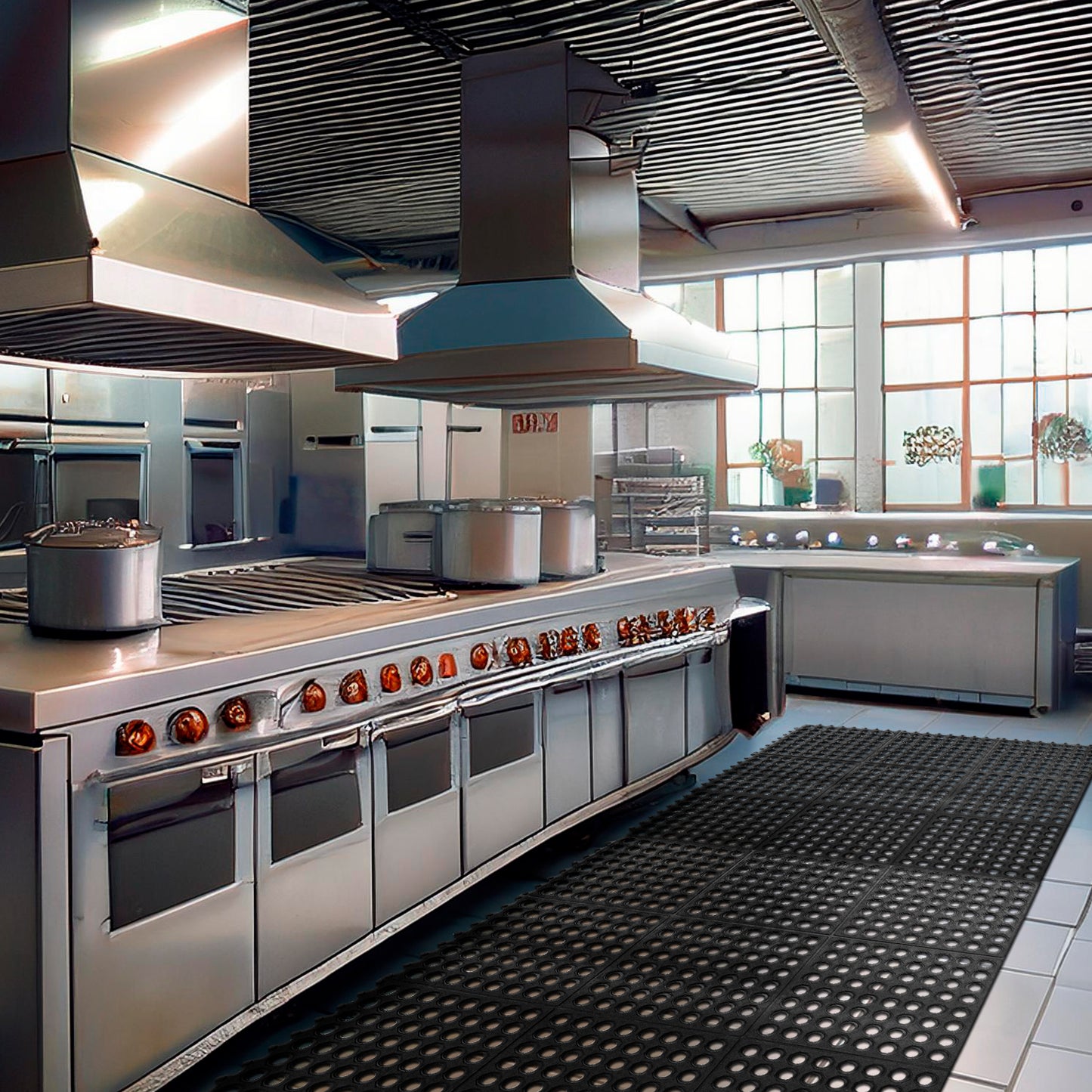 Tapete Antifatiga Modular Classic con Orificios | Hule Drenante y Confort Industrial