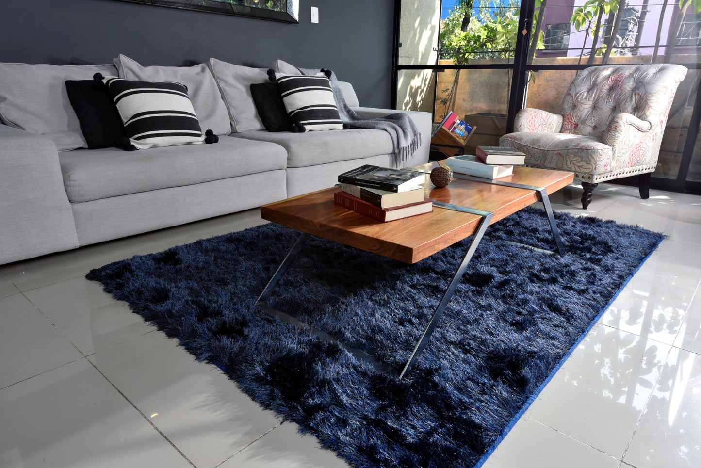 Tapete de sala azul Niza 160 cm x 225 cm