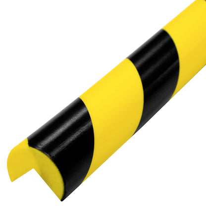 Protector Esquinero Industrial Poliuretano 100cm | Absorción de Impacto, Adhesivo Acrílico y Franjas de Advertencia