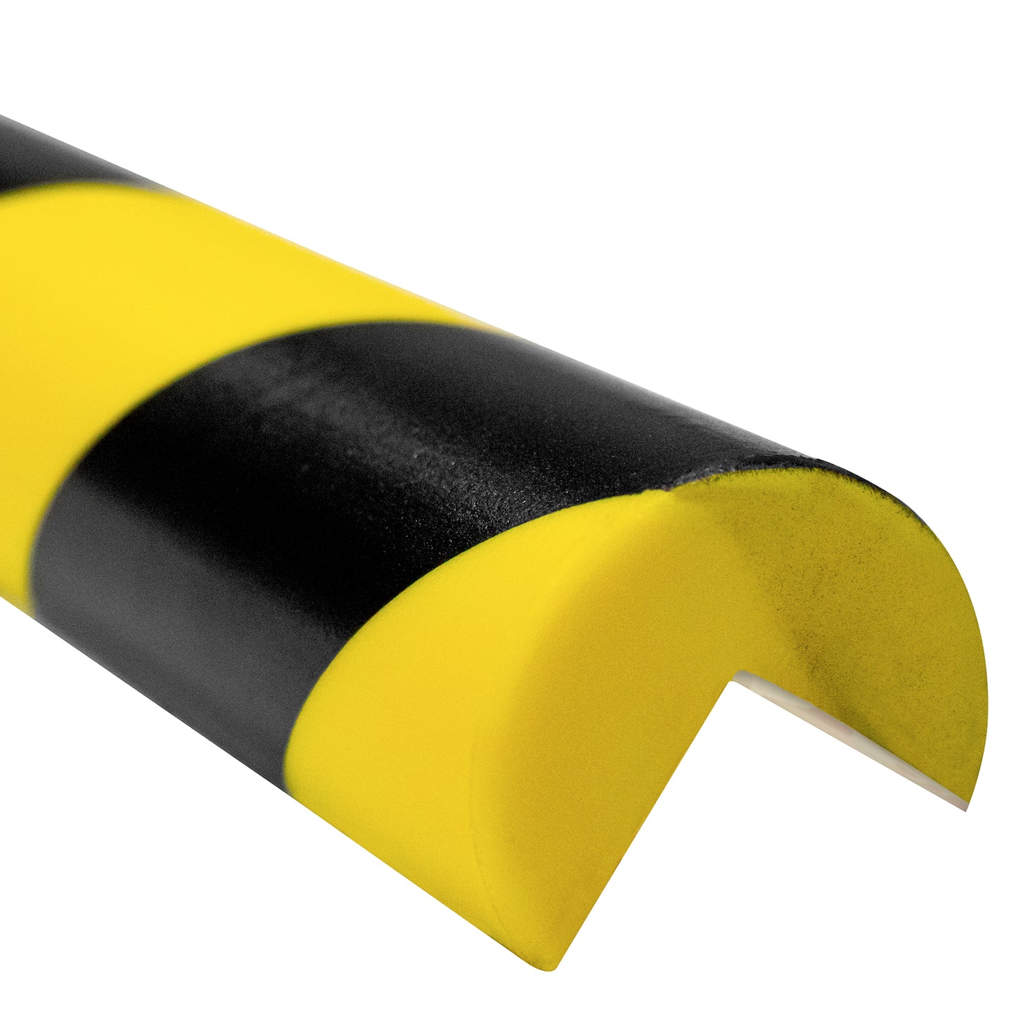 Protector Esquinero Industrial Poliuretano 100cm | Absorción de Impacto, Adhesivo Acrílico y Franjas de Advertencia