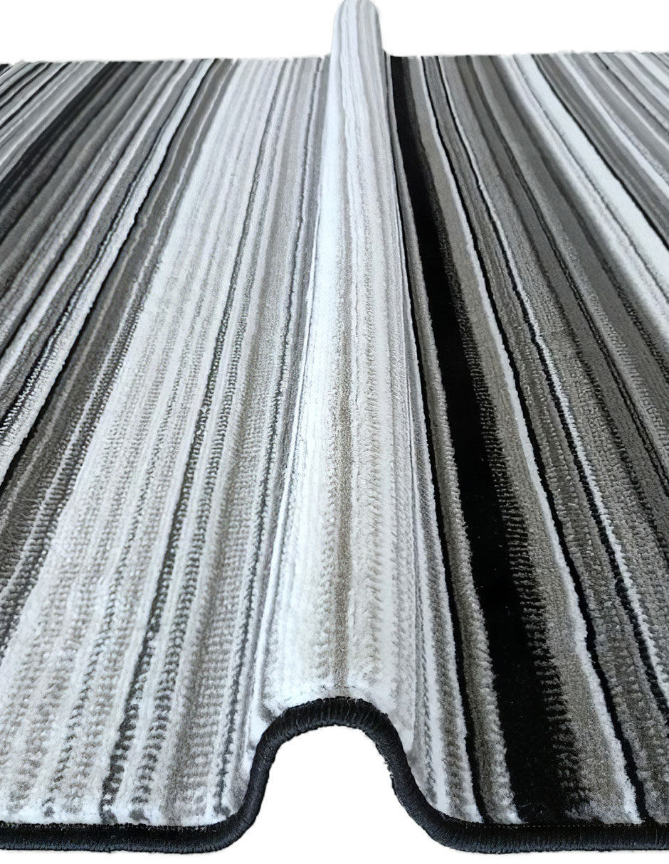 Tapete de sala gris con rayas Soho 042 160 cm x 220 cm