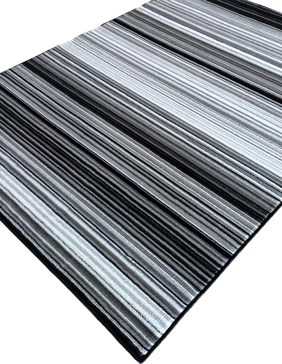 Tapete de sala gris con rayas Soho 042 160 cm x 220 cm