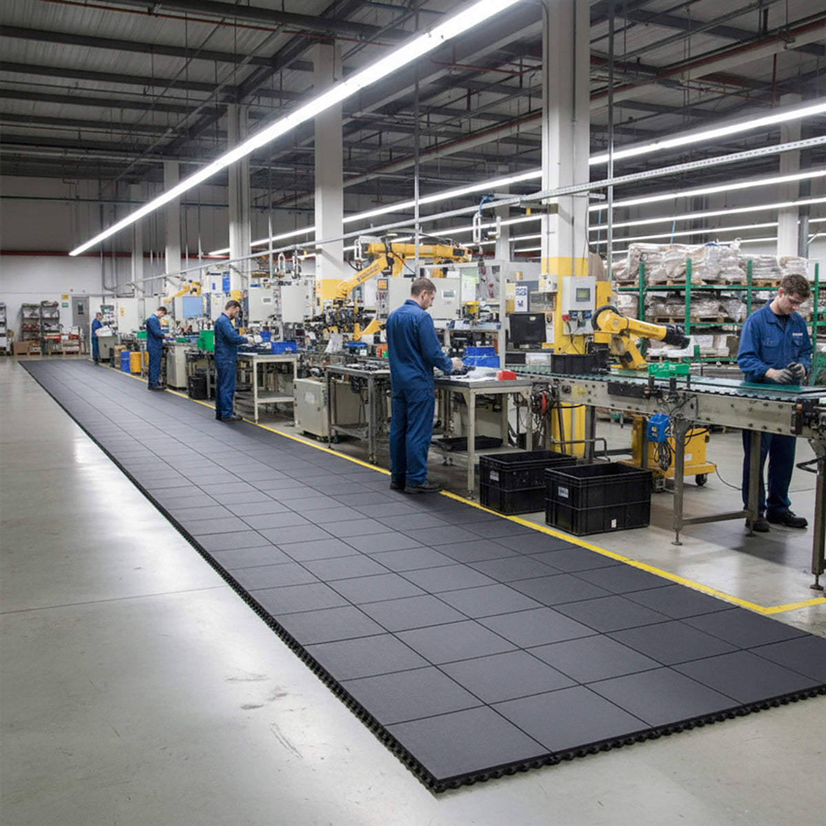 Tapete Antifatiga Modular Económico 90x90cm | Hule Antiderrapante Interconectable