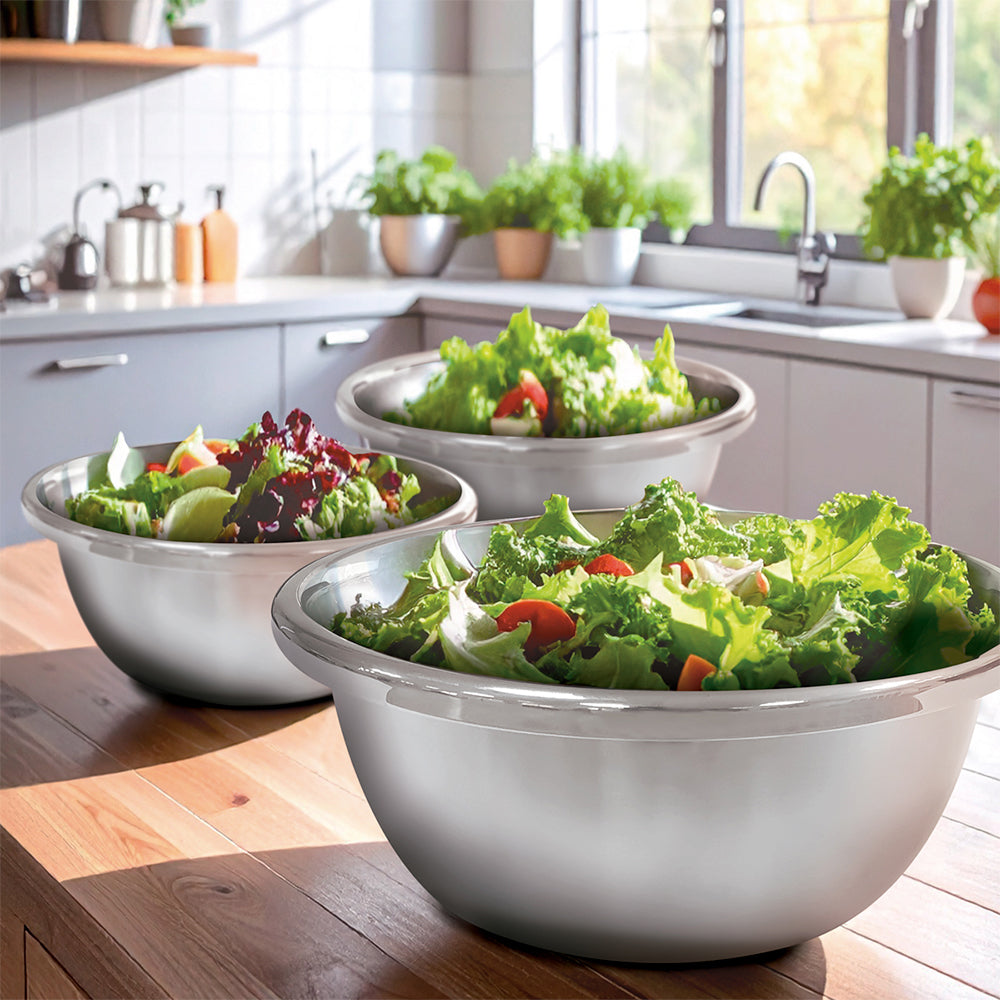 Set 3 Mixing Bowls Acero Inoxidable Tazones Cocina Reforzados