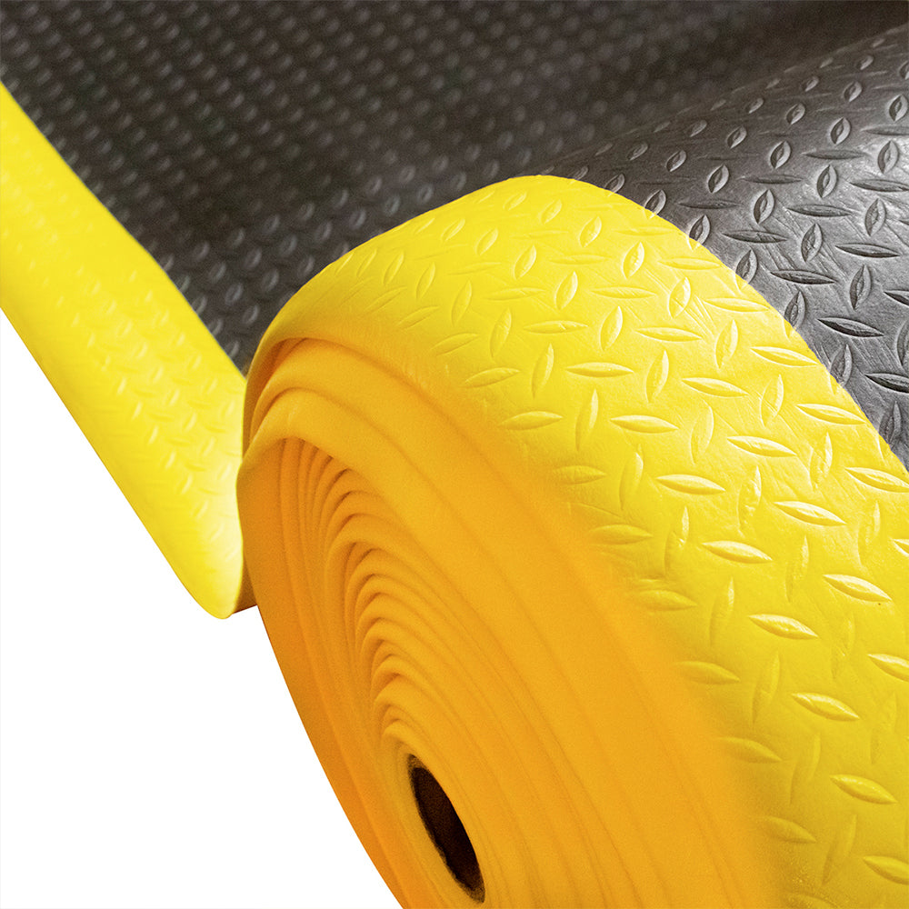 Tapete Antifatiga 9.5mm Rollo Industrial Negro/Amarillo